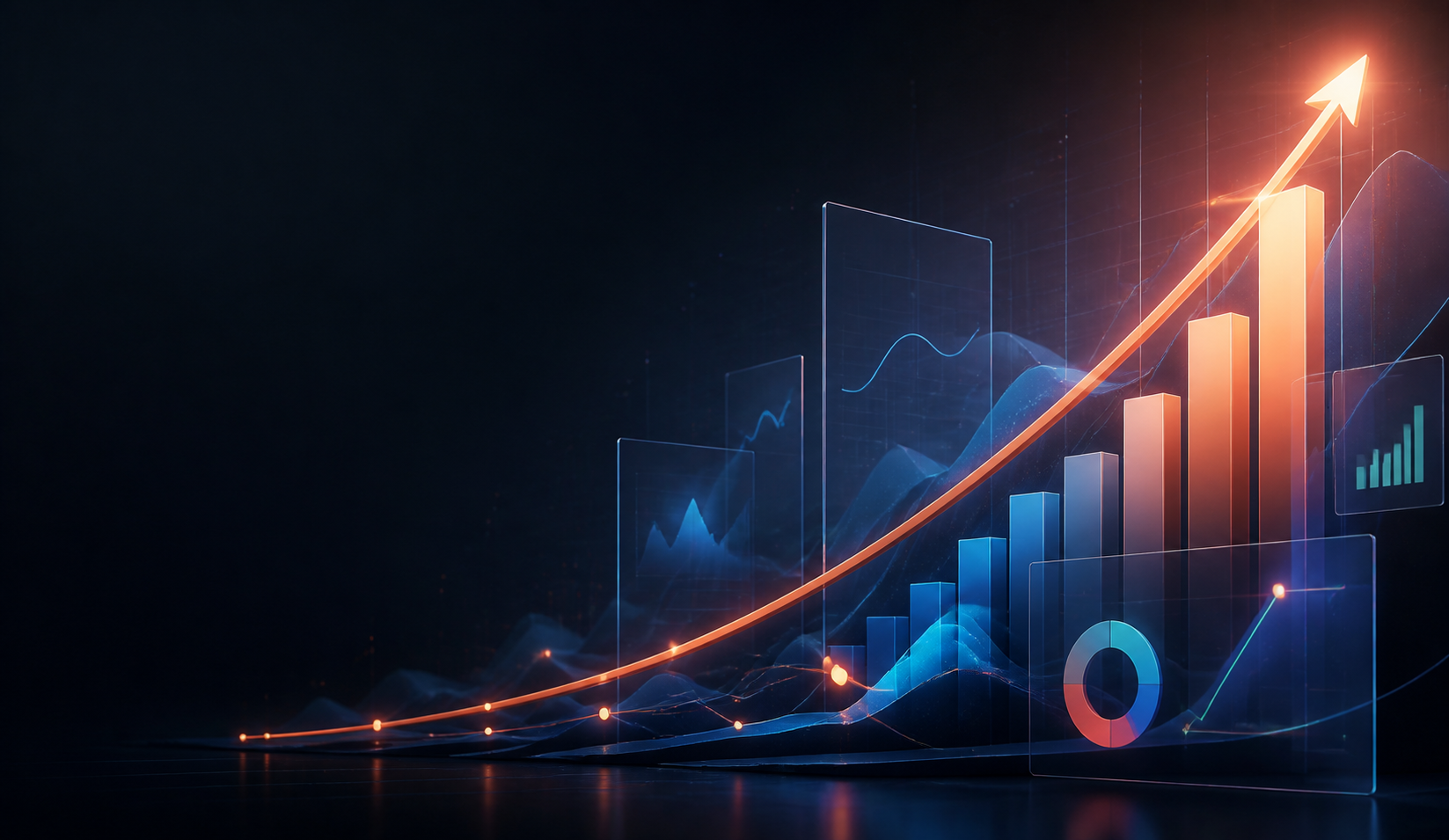 Abstract SEO growth chart with rising search performance metrics
